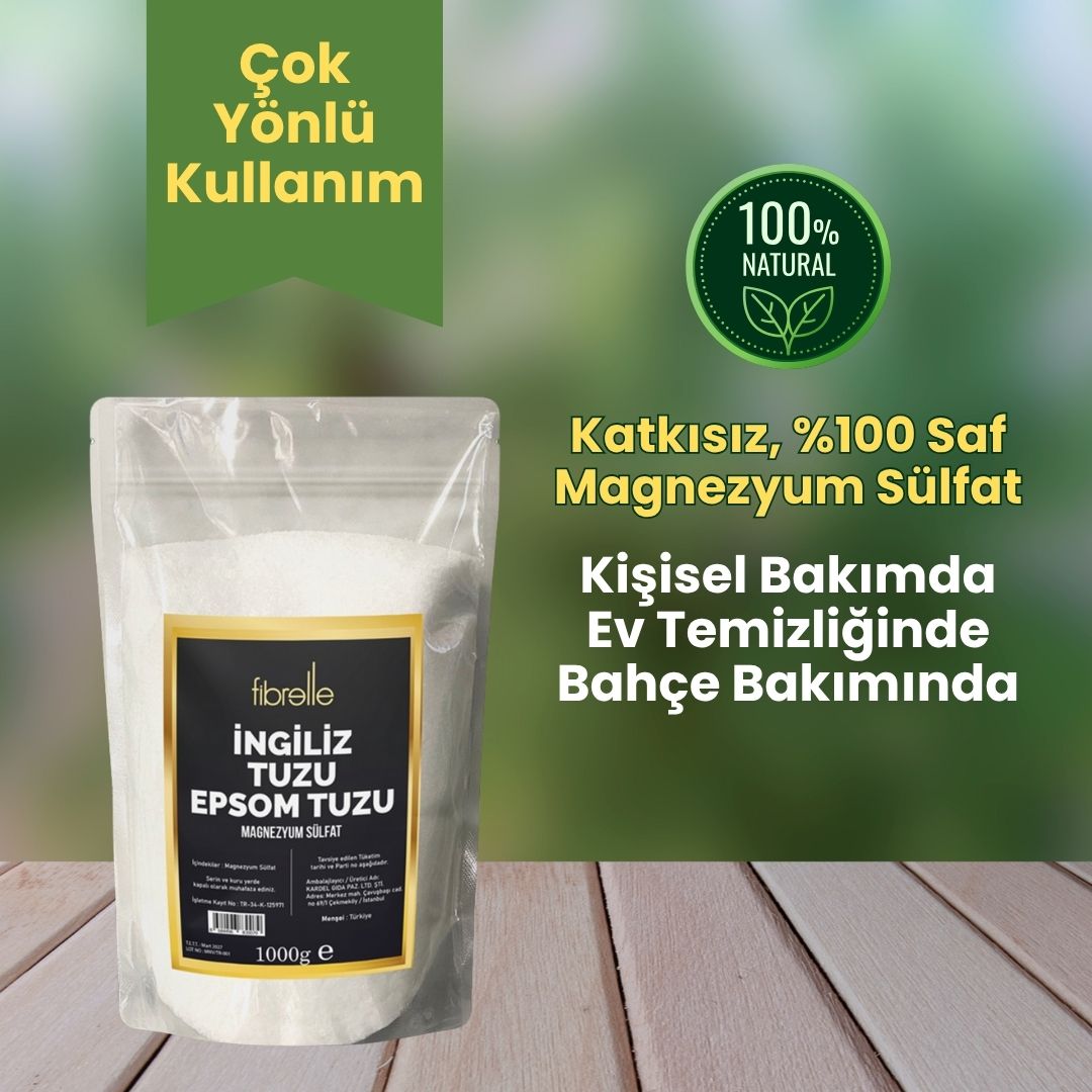 Fibrelle İngiliz Tuzu (Epsom Tuzu) Katkısız 1 Kg