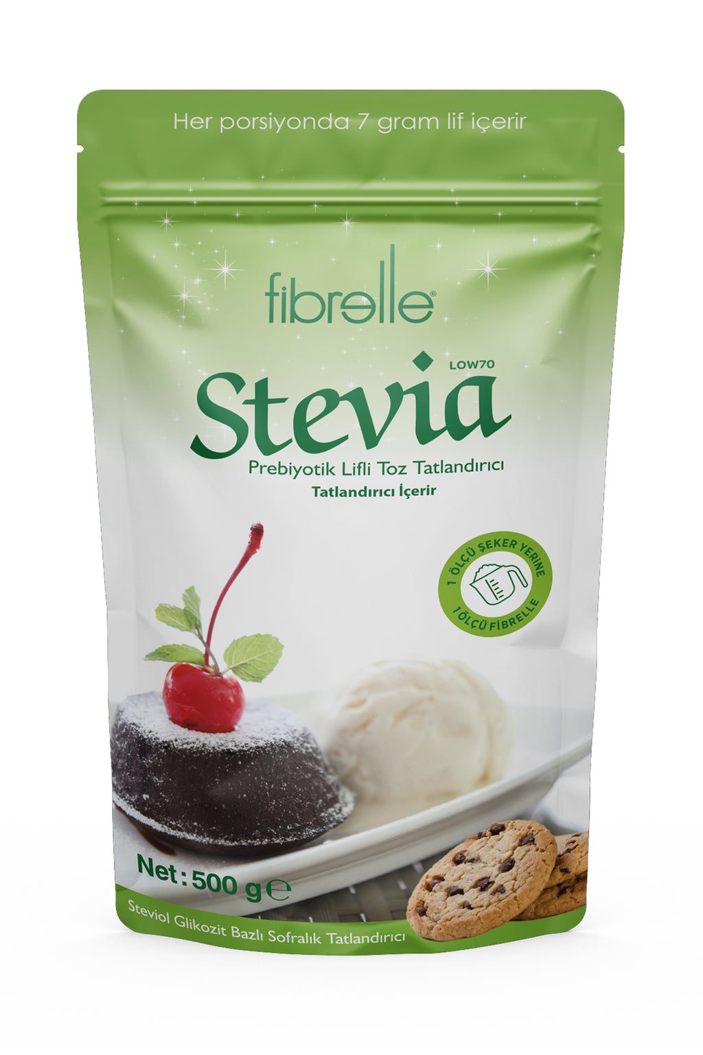 Fibrelle Prebiyotik Lifli Steviyalı Toz Tatlandırıcı LOW70 (500 gr )
