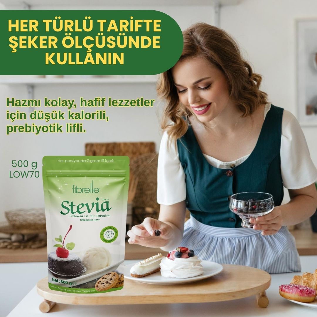 Fibrelle Prebiyotik Lifli Steviyalı Toz Tatlandırıcı LOW70 (500 gr )