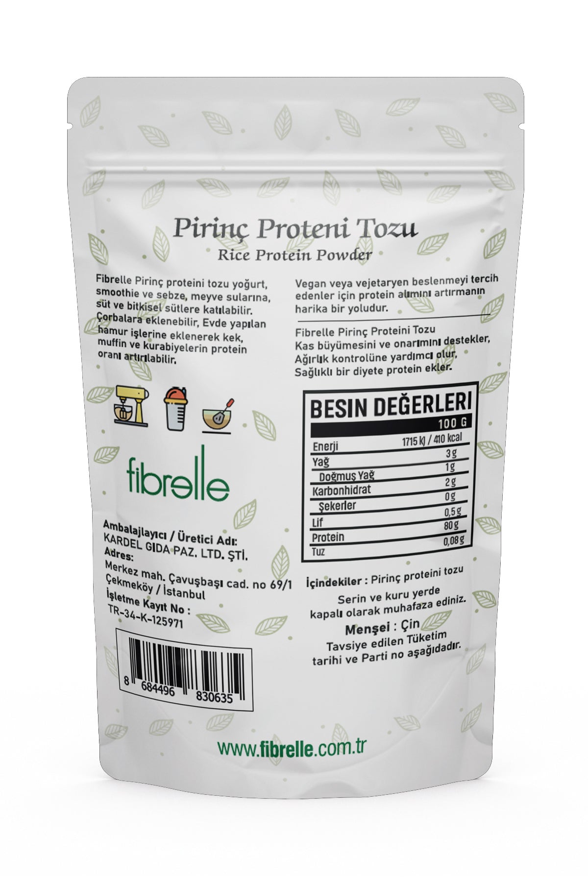 Fibrelle Pirinç Protein 1 kg.
