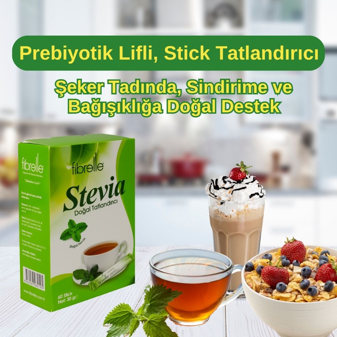 Fibrelle Prebiyotik Lifli Stevia Doğal Tatlandırıcı 0,5 g Stick (60 Adet) Kutu