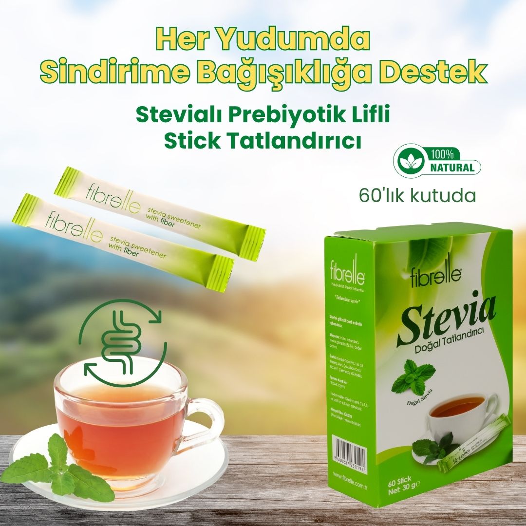 Fibrelle Prebiyotik Lifli Stevia Doğal Tatlandırıcı 0,5 g Stick (60 Adet) Kutu