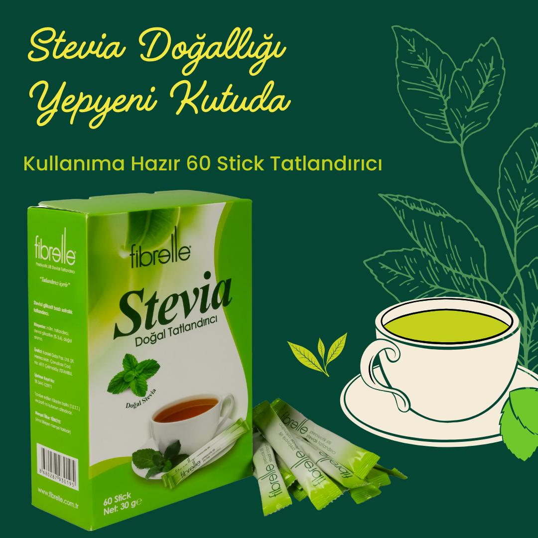 Fibrelle Prebiyotik Lifli Stevia Doğal Tatlandırıcı 0,5 g Stick (60 Adet) Kutu