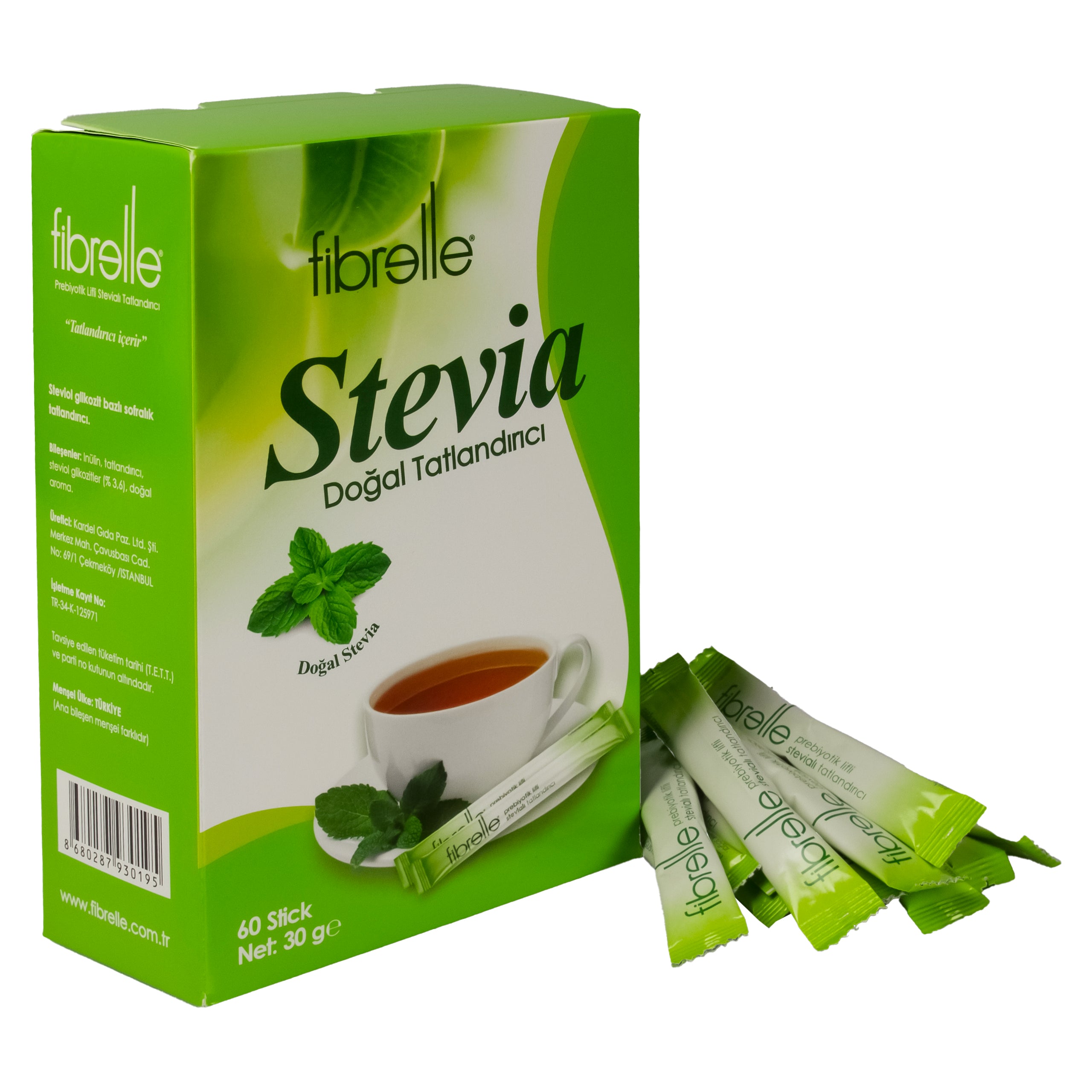 Fibrelle Prebiyotik Lifli Stevia Doğal Tatlandırıcı 0,5 g Stick (60 Adet) Kutu