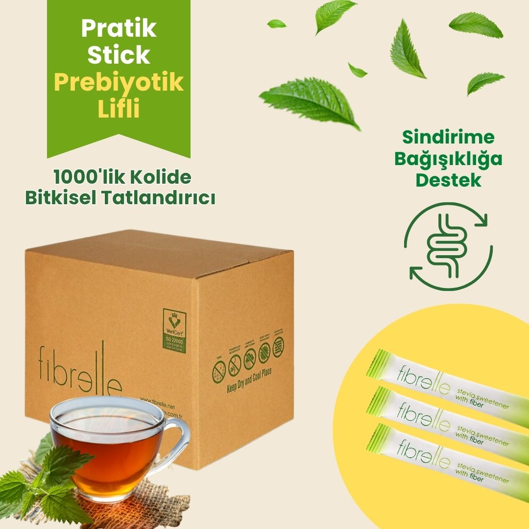 Fibrelle Prebiyotik Lifli Stevia Stick Tatlandırıcı 1000'Lik Kutu (0,5 gr)
