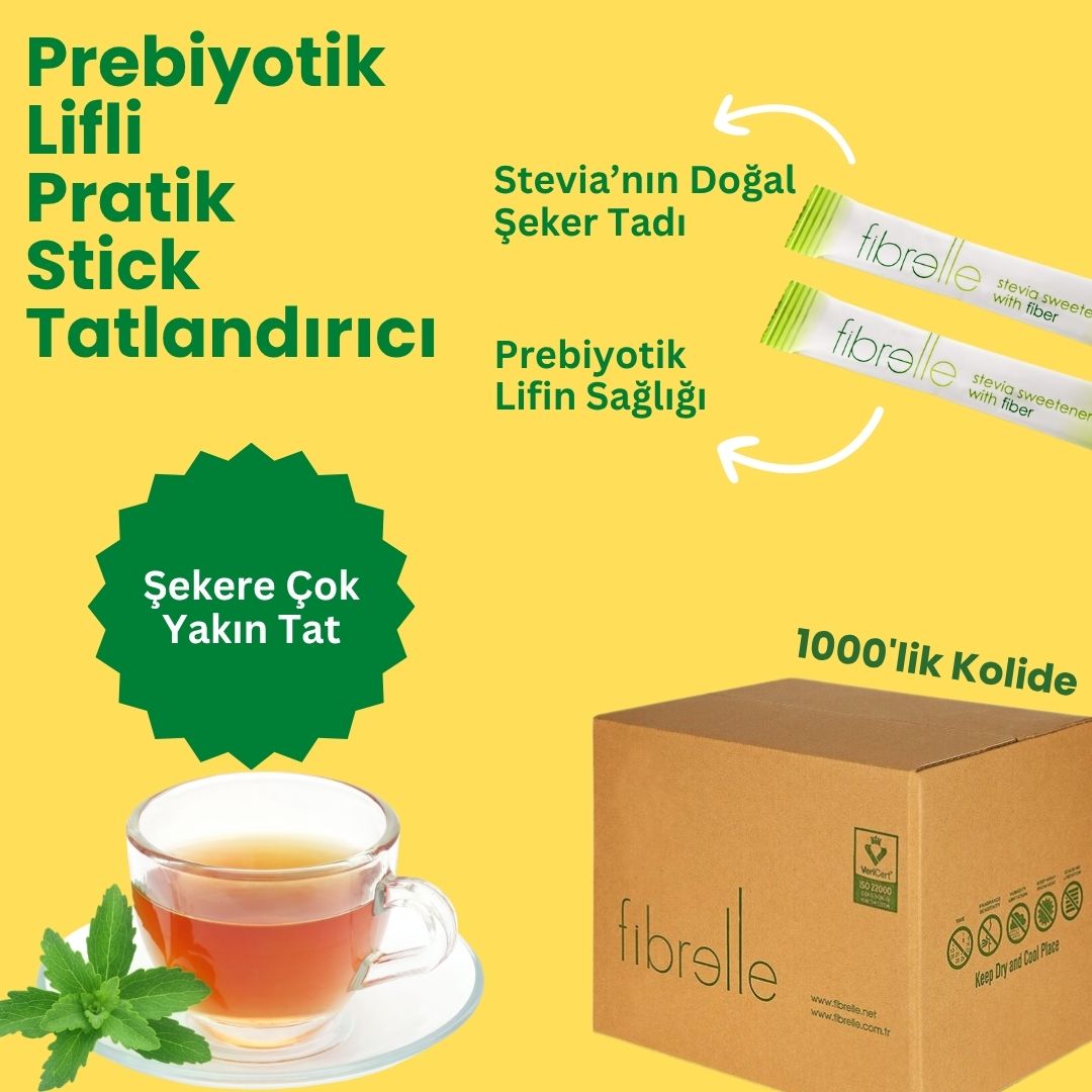 Fibrelle Prebiyotik Lifli Stevia Stick Tatlandırıcı 1000'Lik Kutu (0,5 gr)