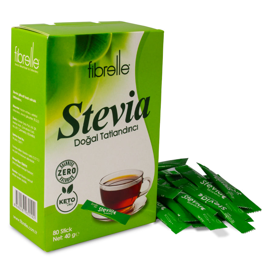 Fibrelle Ultra Stevia Doğal Tatlandırıcı 0,5 g Stick (80 Adetlik) Kutu