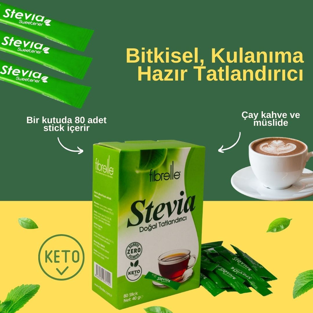 Fibrelle Ultra Stevia Doğal Tatlandırıcı 0,5 g Stick (80 Adetlik) Kutu