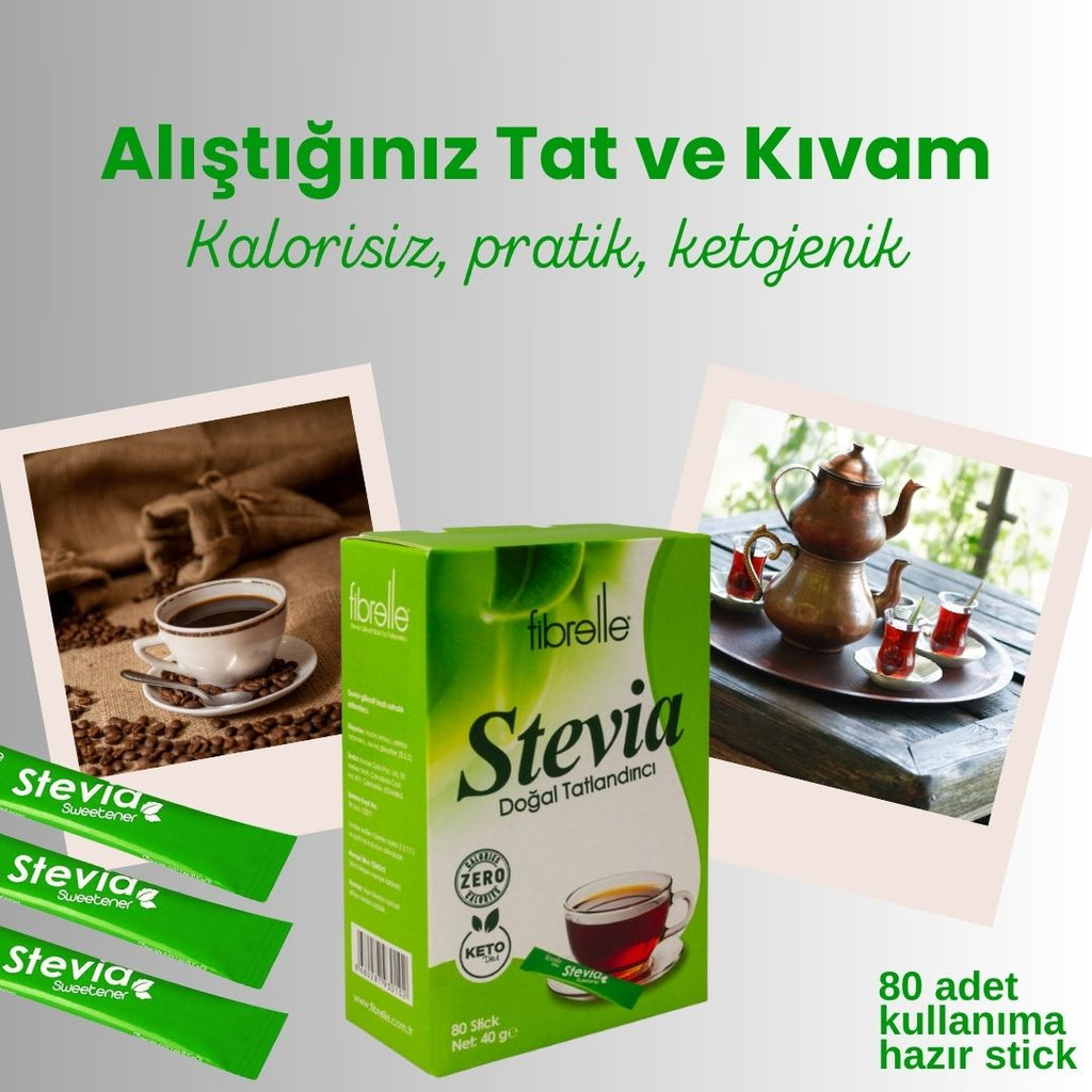 Fibrelle Ultra Stevia Doğal Tatlandırıcı 0,5 g Stick (80 Adetlik) Kutu