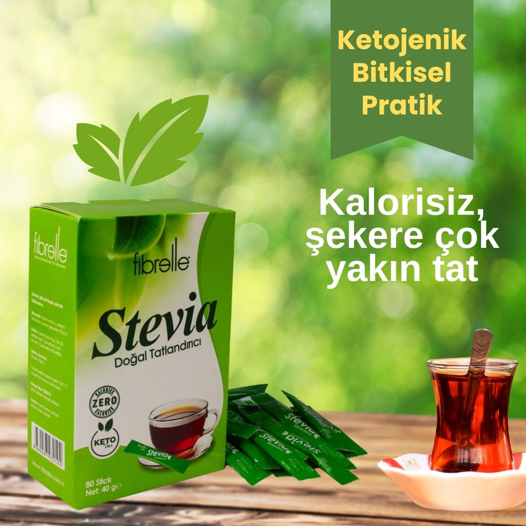 Fibrelle Ultra Stevia Doğal Tatlandırıcı 0,5 g Stick (80 Adetlik) Kutu