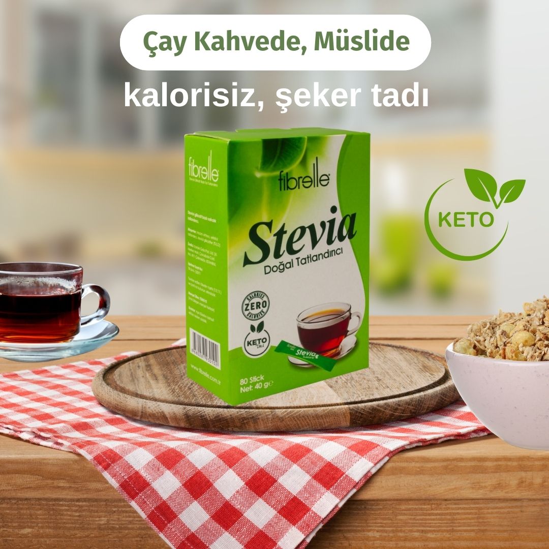 Fibrelle Ultra Stevia Doğal Tatlandırıcı 0,5 g Stick (80 Adetlik) Kutu