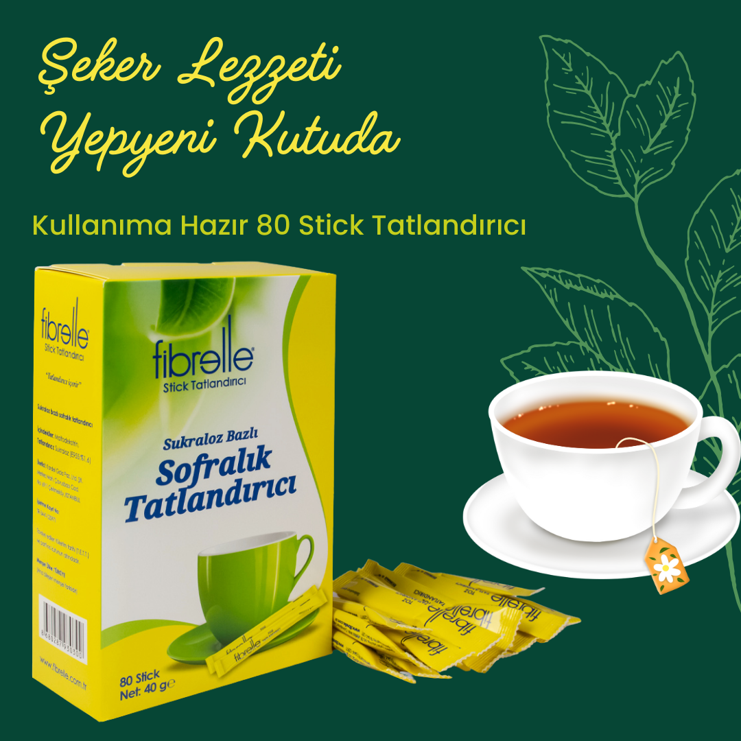 Fibrelle Ultra Plus Stick Sofralık Tatlandırıcı (0,5 g Stick 80 Adet)