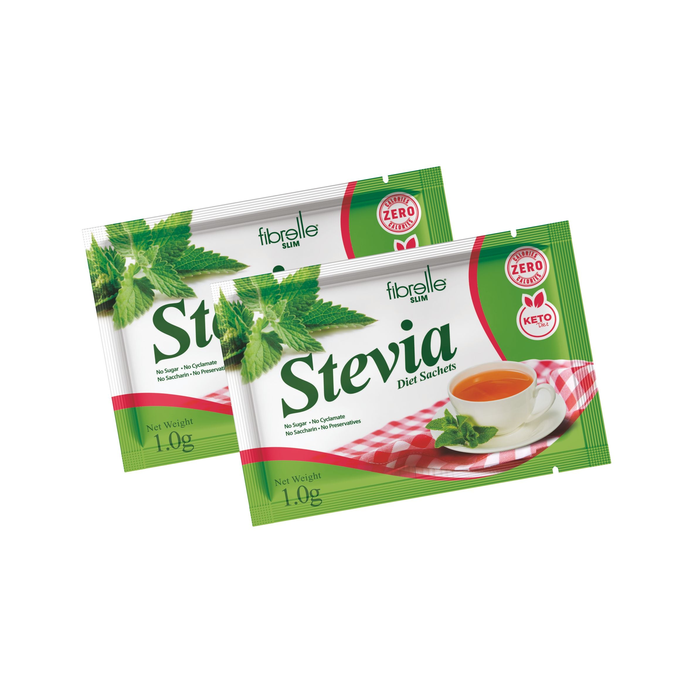 Fibrelle Slim Sachet Sweetener with Stevia ( 25 Sachet/Box ) 1g = 15 g Keto