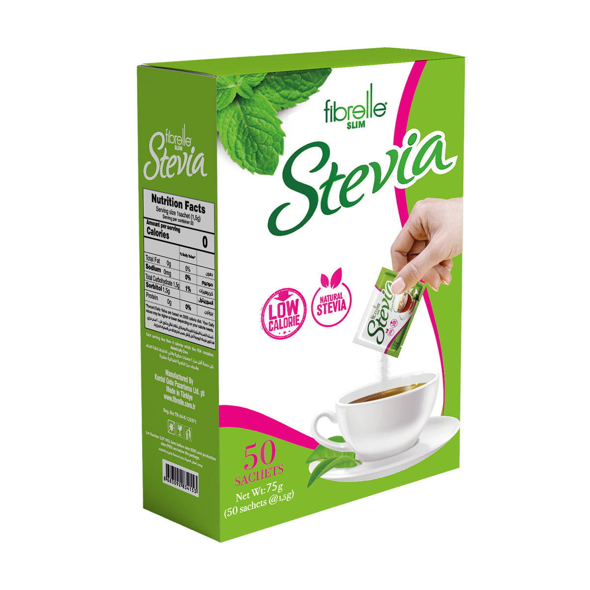 Fibrelle Slim Sachet with Sucralose and Stevia (1,5 g) 50 Pcs Sachet İn Boc 75 g/Box