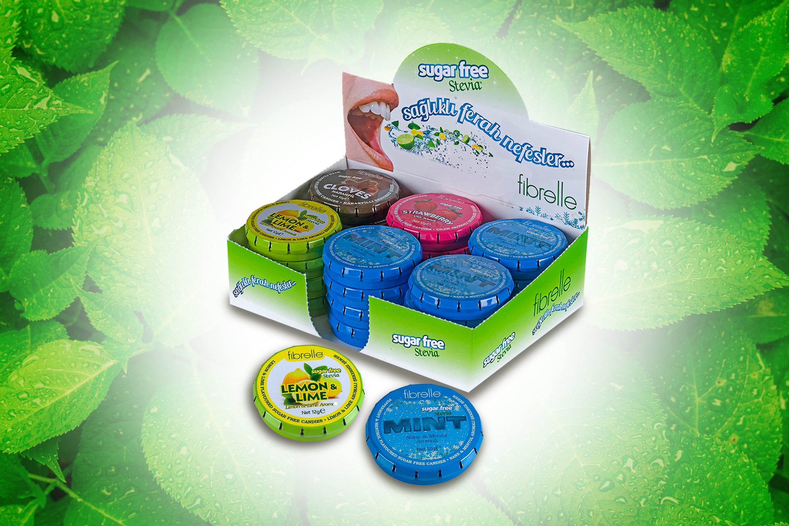 Fibrelle Stevialı Şekersiz Şeker 24'lü ( Karışık )