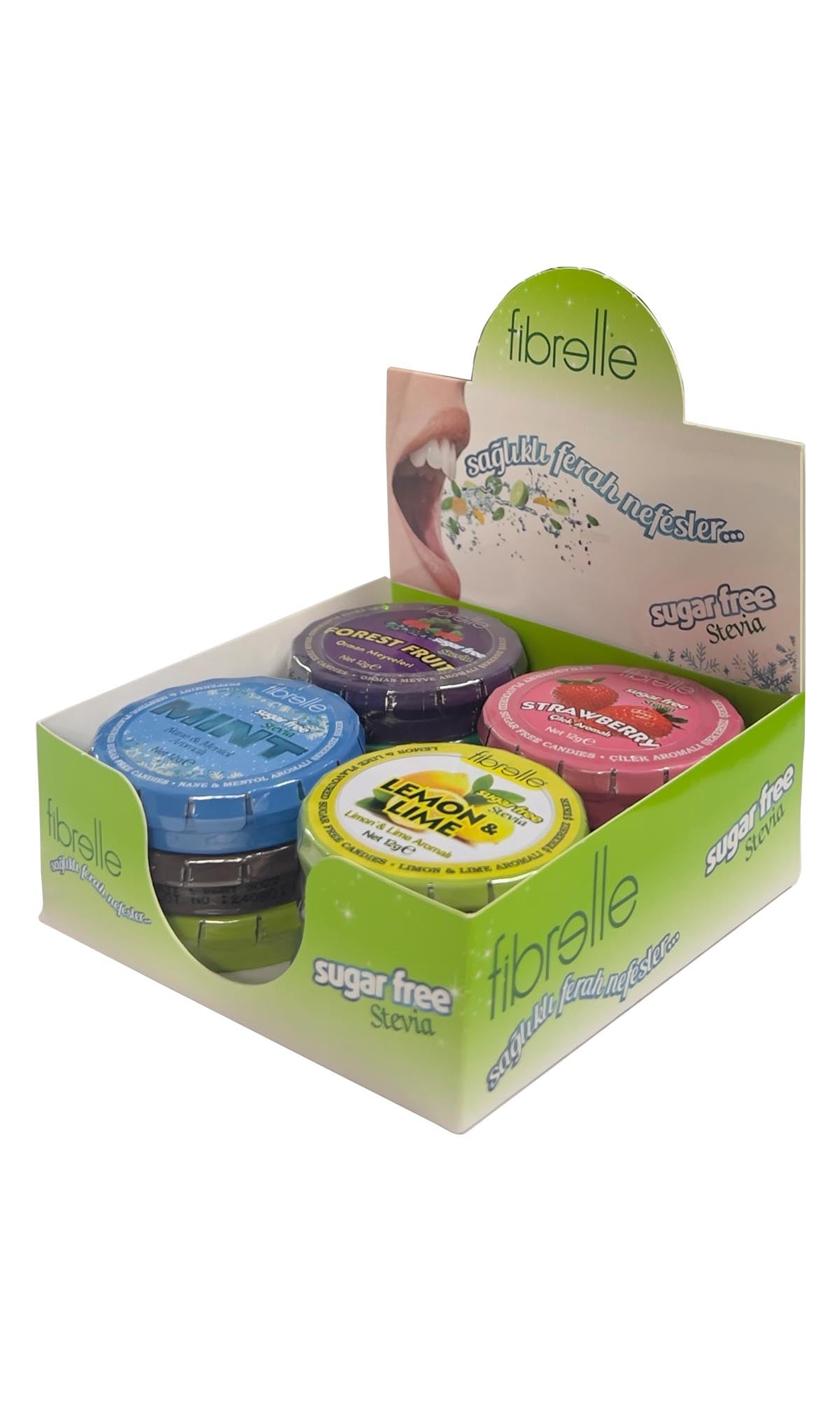 Fibrelle Stevialı Şekersiz Şeker 12 li ( Karışık )