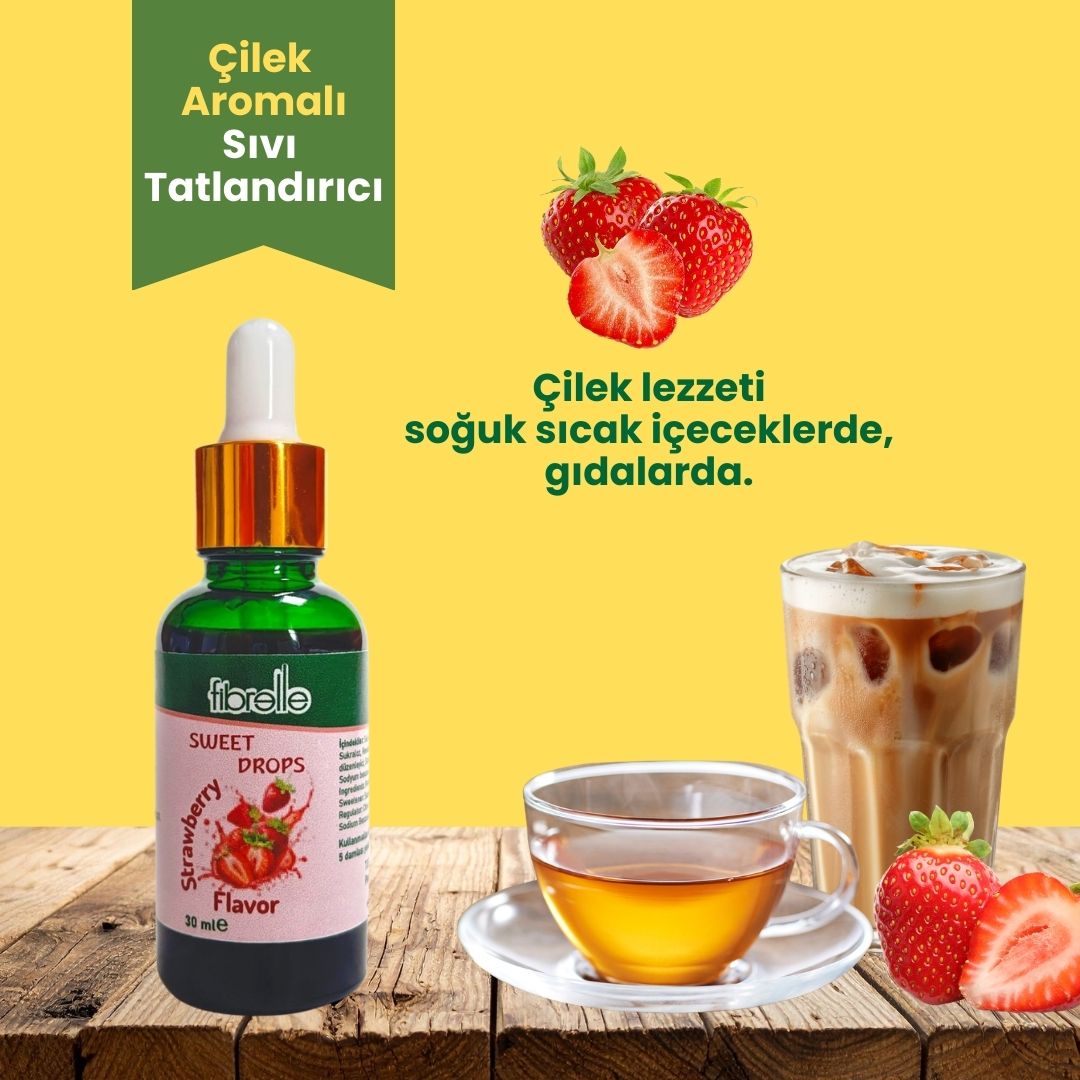 Fibrelle Çilek Aromalı Sıvı Tatlandırıcı - 30ml