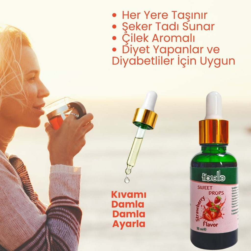 Fibrelle Çilek Aromalı Sıvı Tatlandırıcı - 30ml