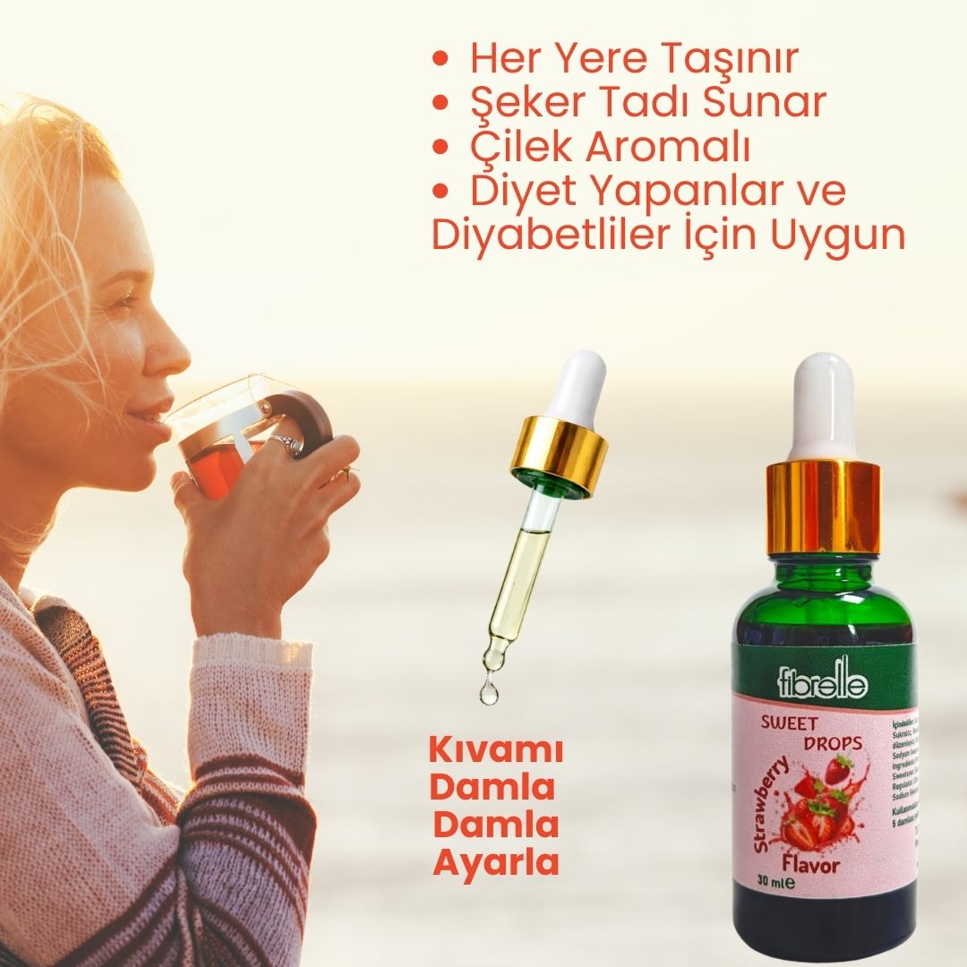 Fibrelle Çilek Aromalı Sıvı Tatlandırıcı - 30ml