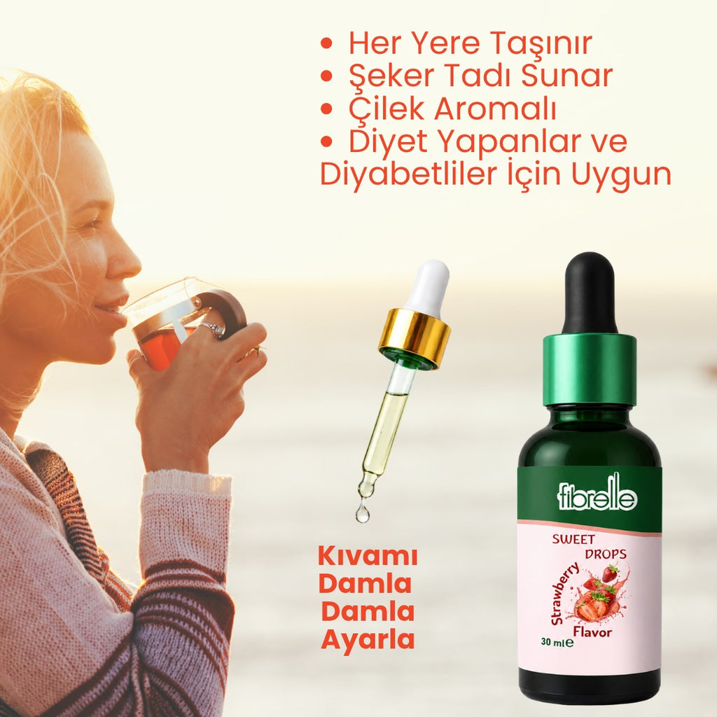 Fibrelle Çilek Aromalı Sıvı Tatlandırıcı - 30ml