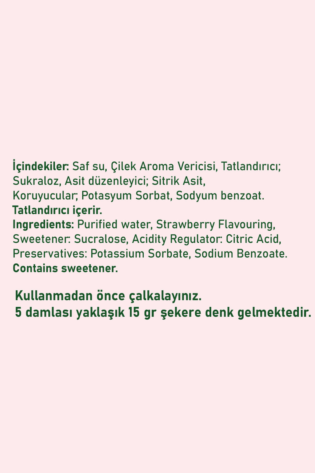 Fibrelle Çilek Aromalı Sıvı Tatlandırıcı - 30ml