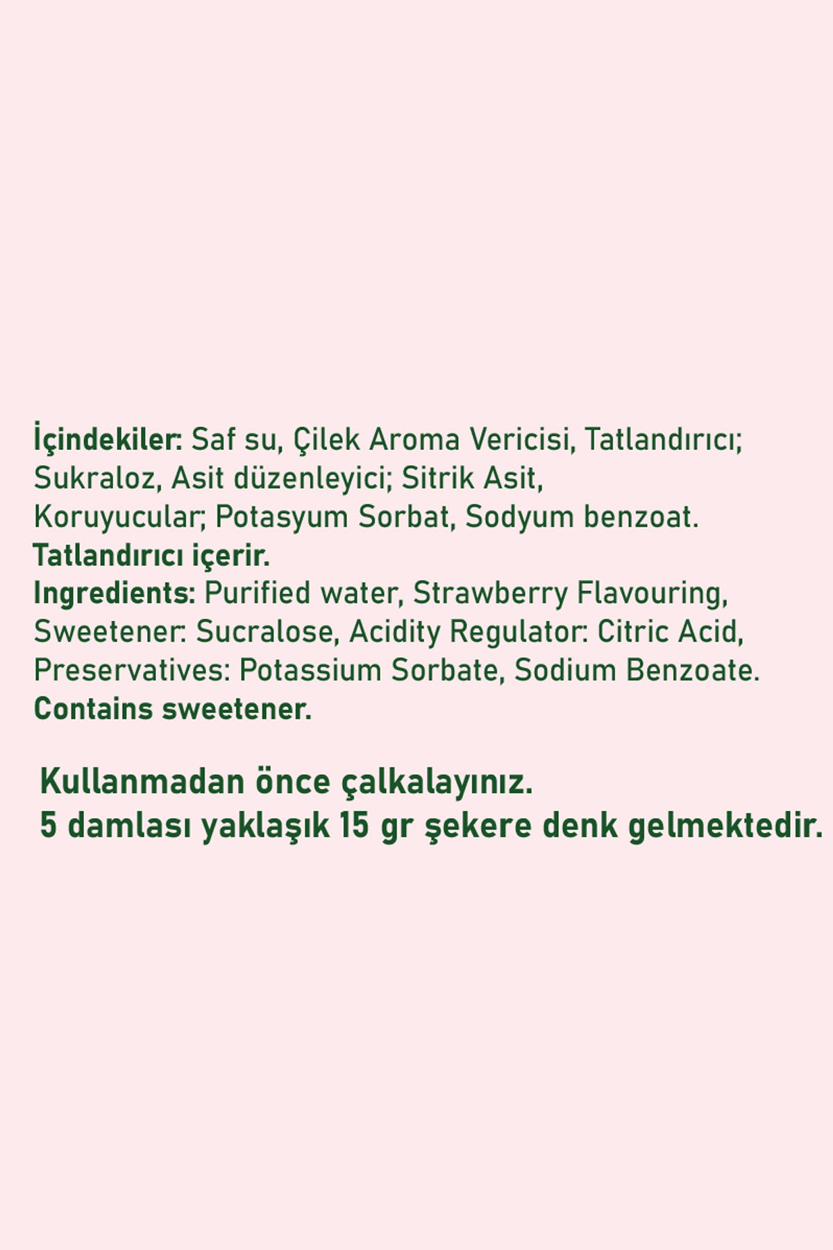 Fibrelle Çilek Aromalı Sıvı Tatlandırıcı - 30ml