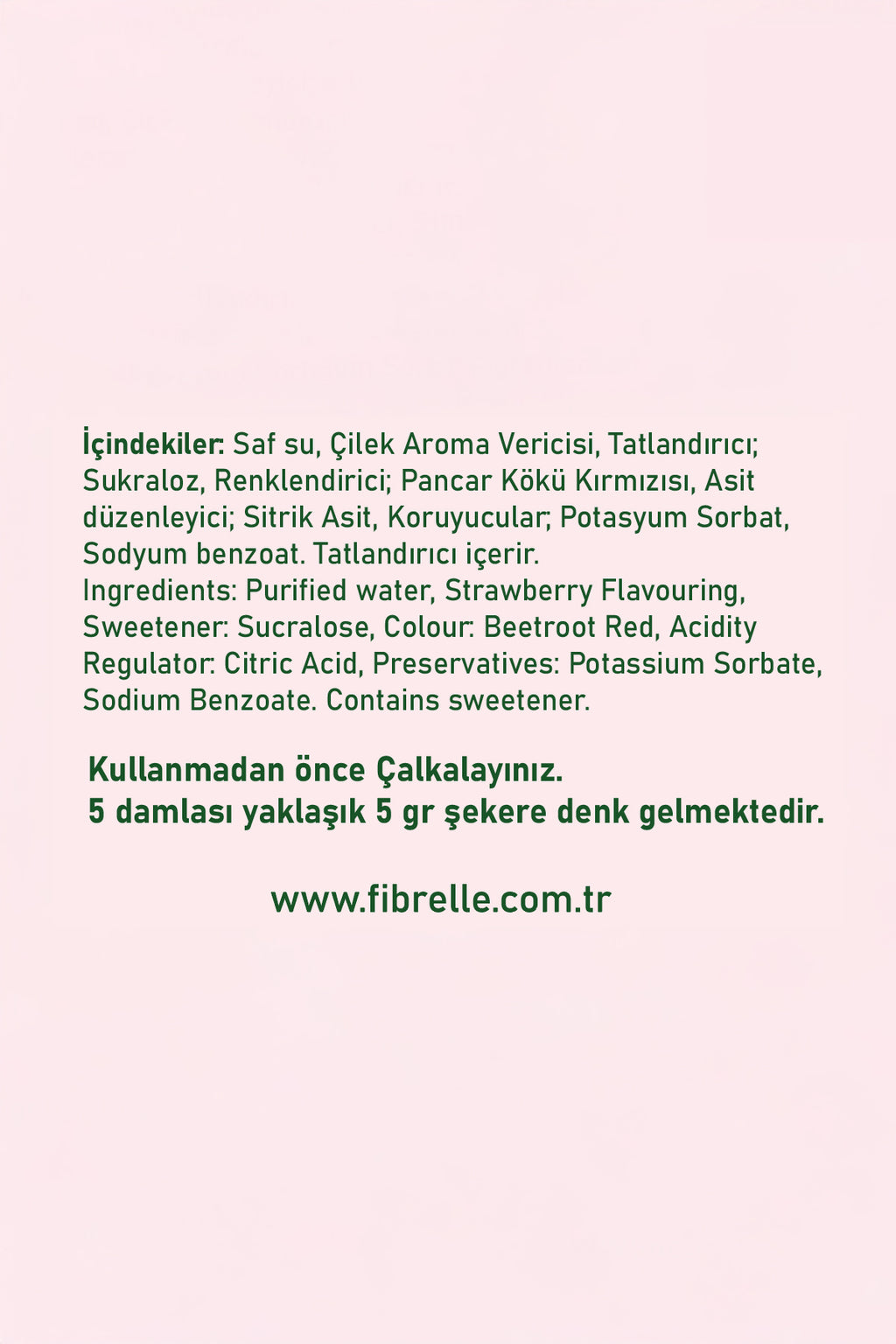 Fibrelle Çilek Aromalı Sıvı Tatlandırıcı - 30ml