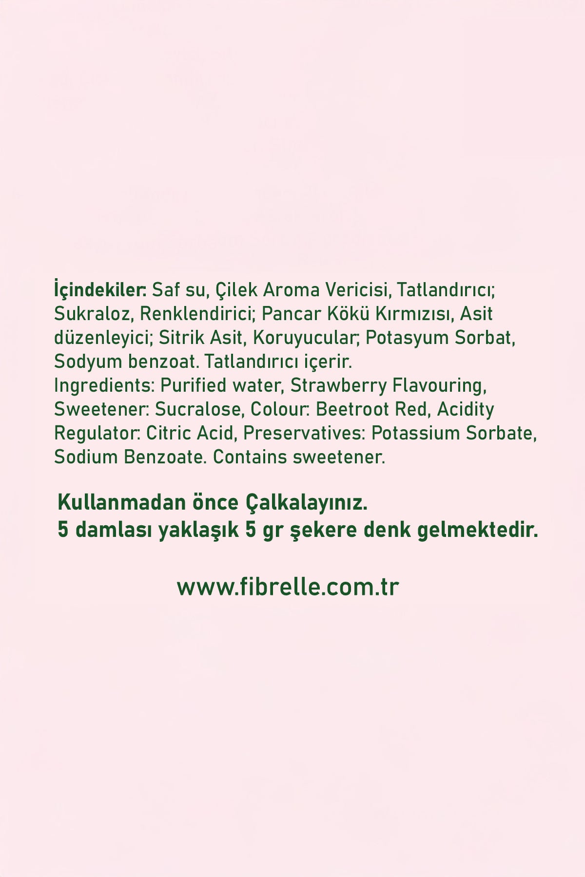 Fibrelle Çilek Aromalı Sıvı Tatlandırıcı - 30ml