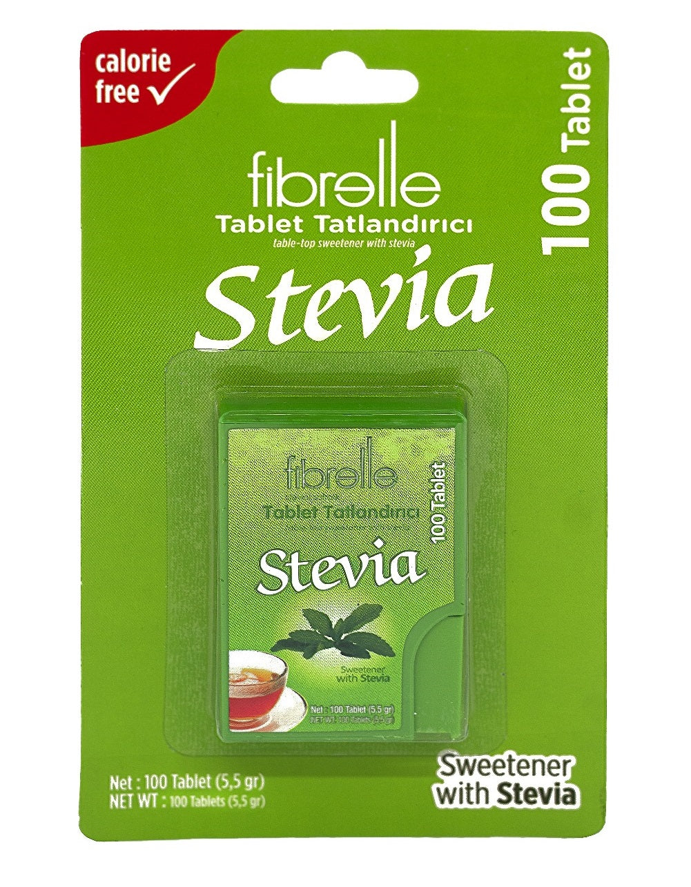 Fibrelle Cep Boy Stevialı Tablet Tatlandırıcı (100' lü)