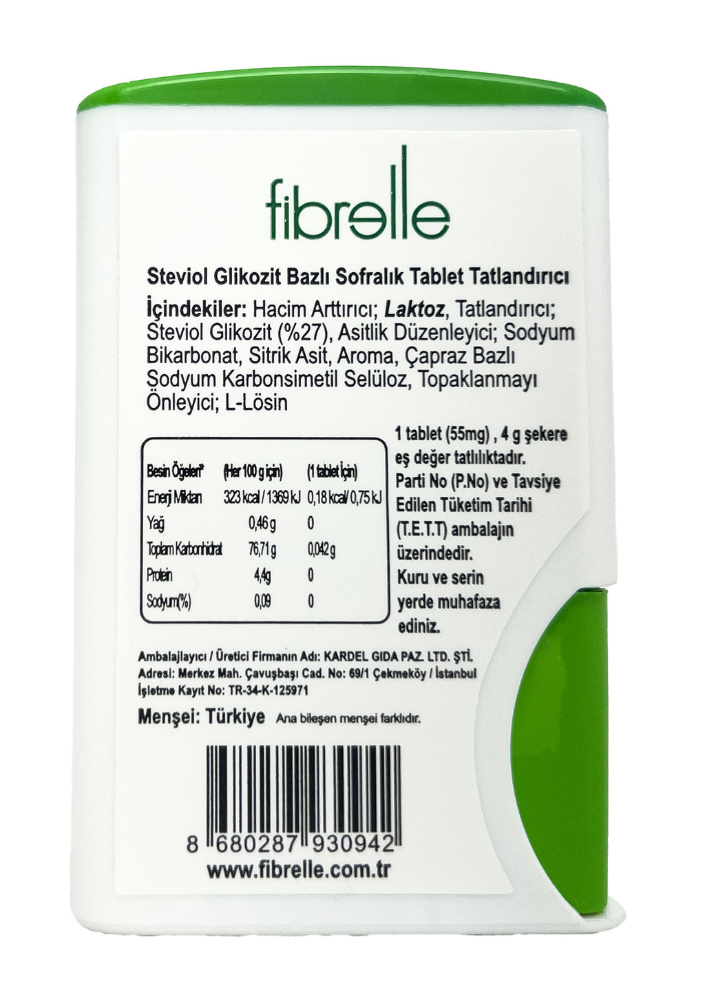 Fibrelle Stevialı Tablet Tatlandırıcı (500' lü)