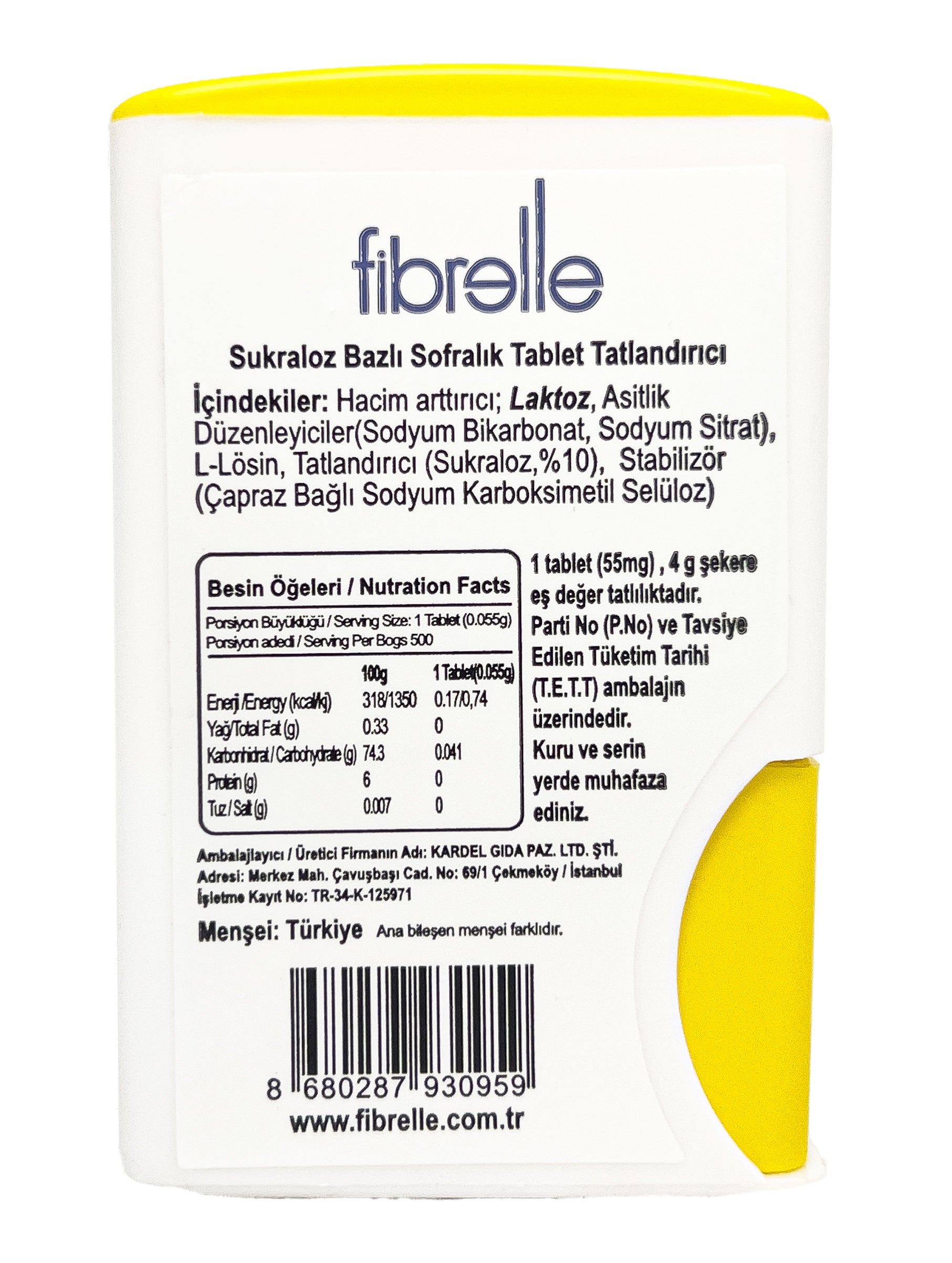 Fibrelle Cep Boy Tablet Tatlandırıcı (500' lü)