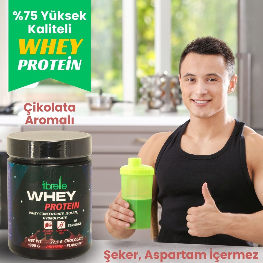 Fibrelle Whey Protein Çikolata Aromalı 300 g Protein Tozu – 10 Servis