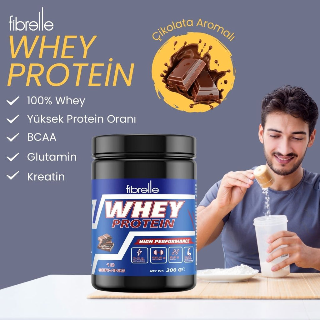 Fibrelle Whey Protein Çikolata Aromalı 300 g Protein Tozu – 10 Servis