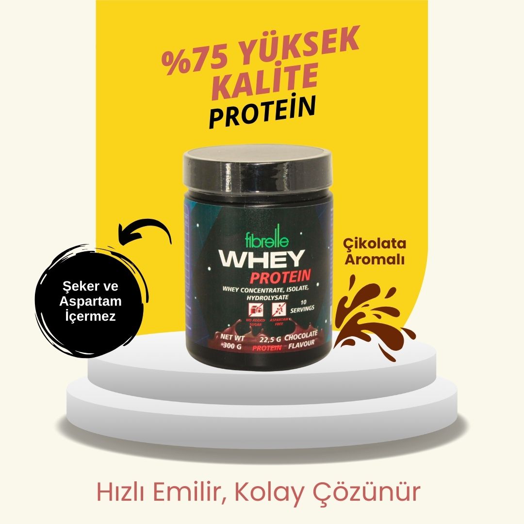 Fibrelle Whey Protein Çikolata Aromalı 300 g Protein Tozu – 10 Servis
