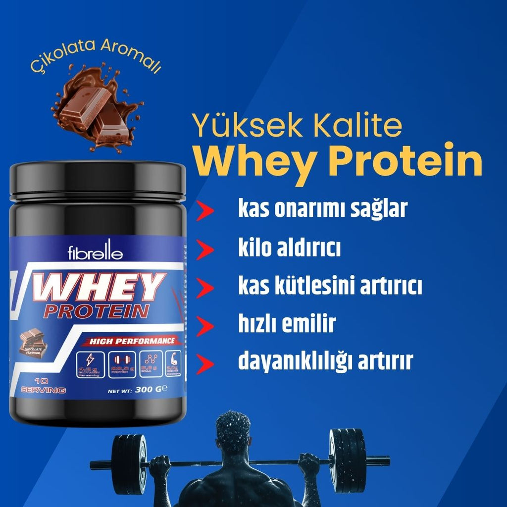 Fibrelle Whey Protein Çikolata Aromalı 300 g Protein Tozu – 10 Servis