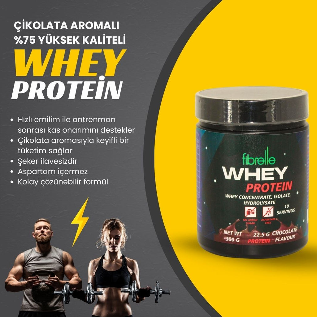 Fibrelle Whey Protein Çikolata Aromalı 300 g Protein Tozu – 10 Servis