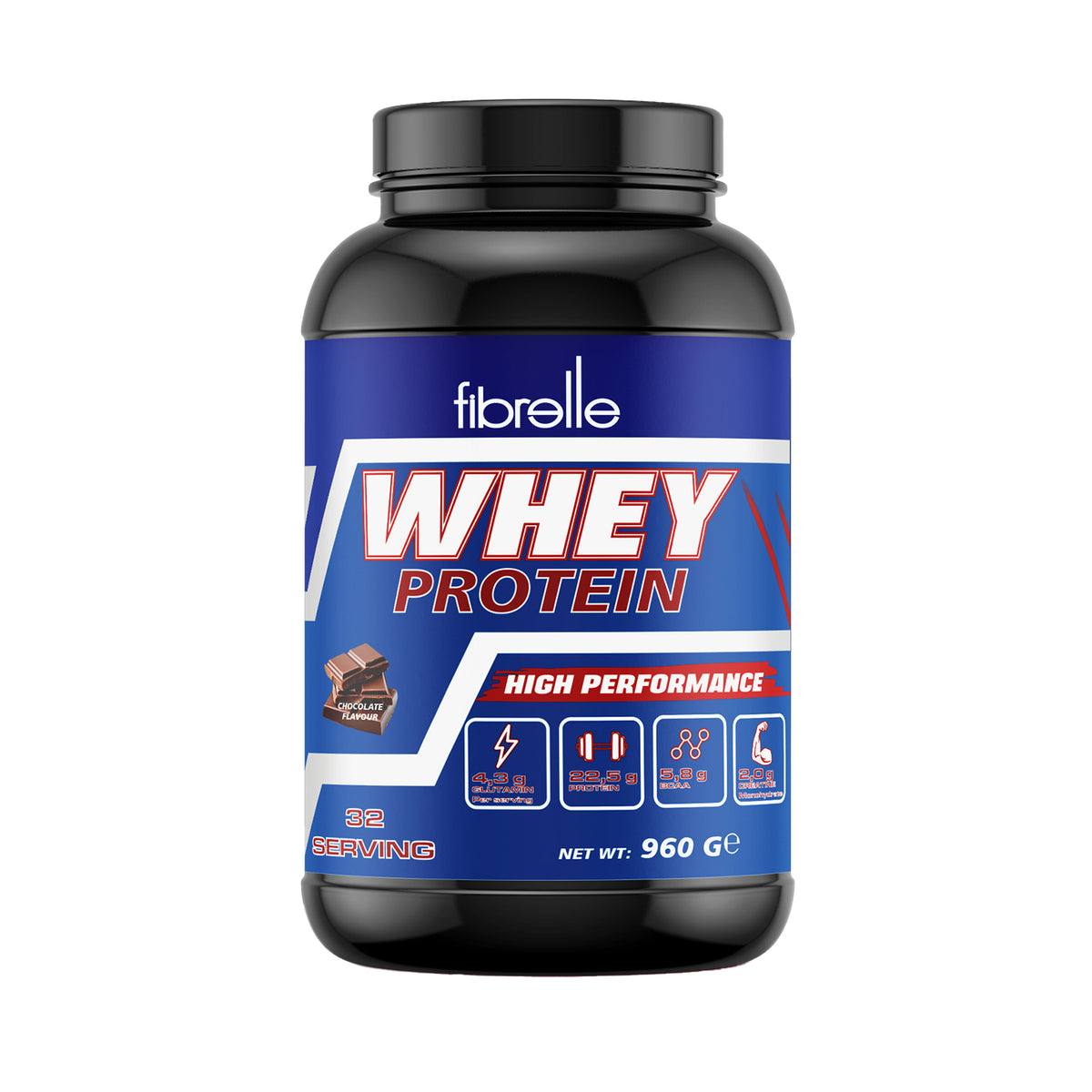 Fibrelle Whey Protein Çikolata Aromalı 960 g Protein Tozu – 32 Servis