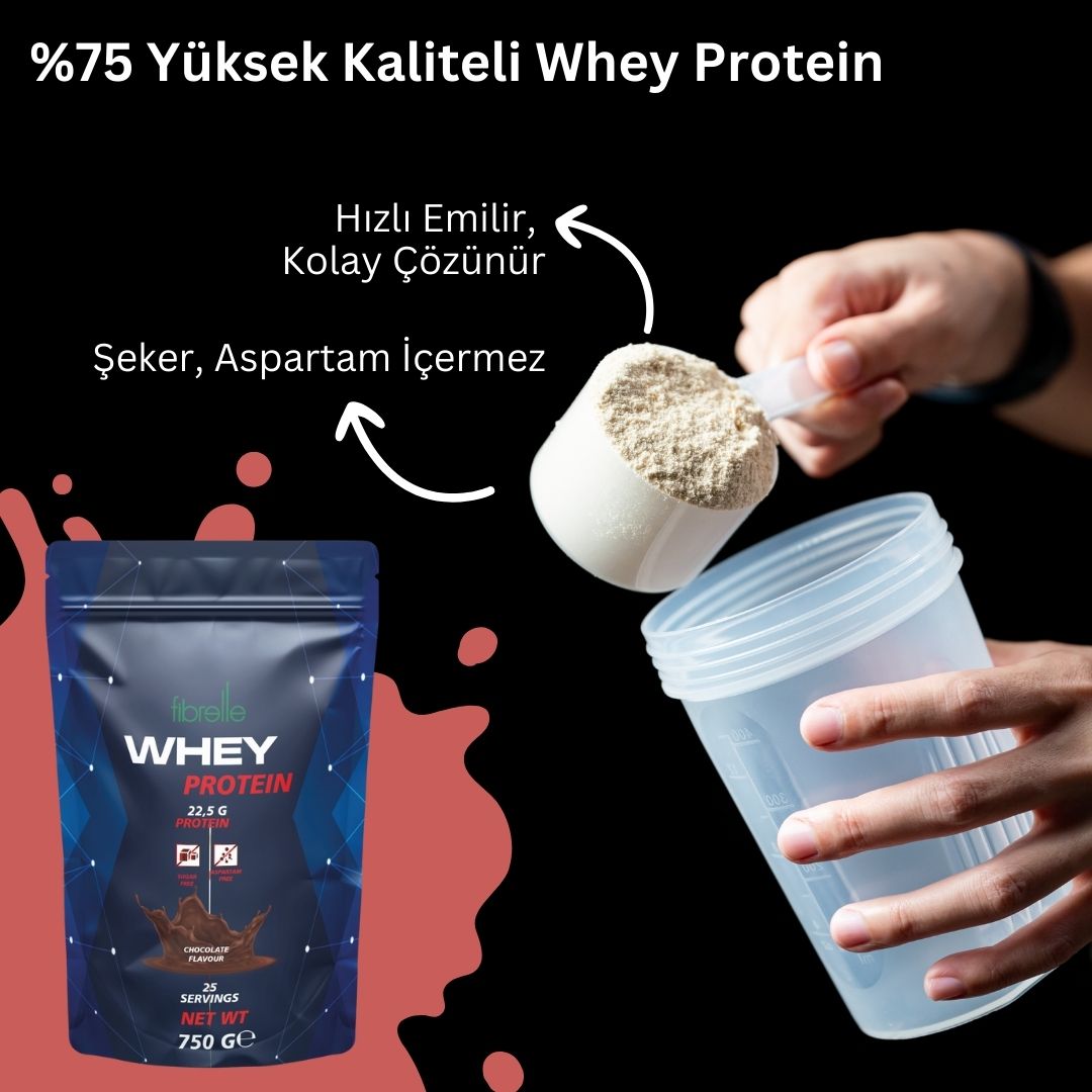 Fibrelle Whey Protein Çikolata Aromalı 750 g Protein Tozu – 25 Servis