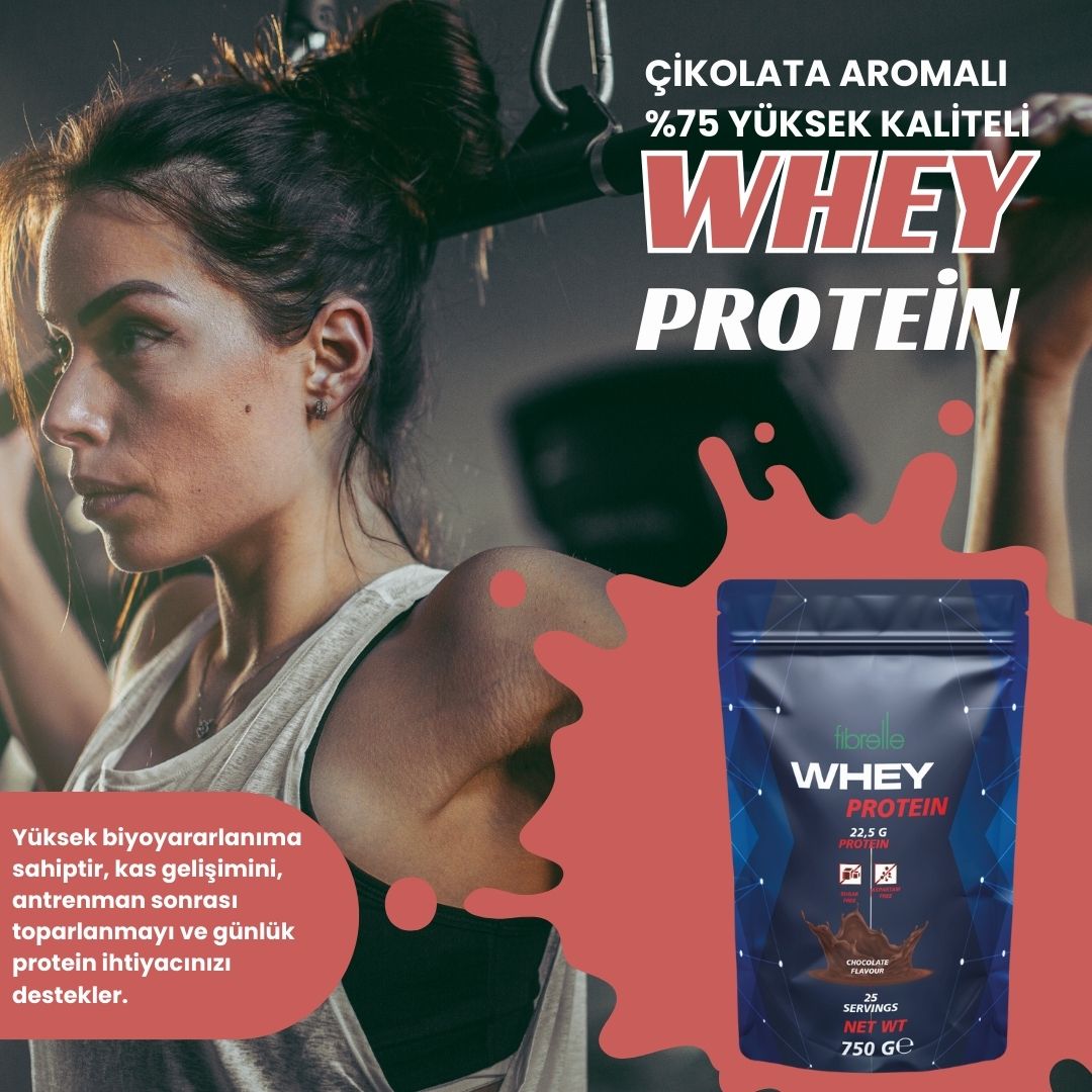 Fibrelle Whey Protein Çikolata Aromalı 750 g Protein Tozu – 25 Servis
