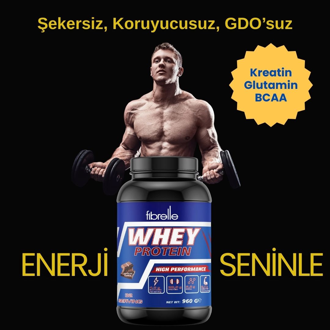 Fibrelle Whey Protein Çikolata Aromalı 960 g Protein Tozu – 32 Servis