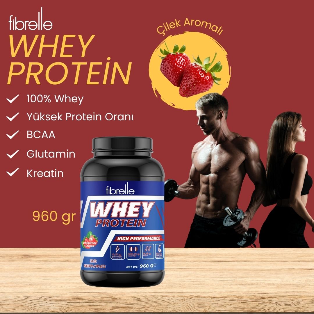 Fibrelle Whey Protein Çilek Aromalı 960 g