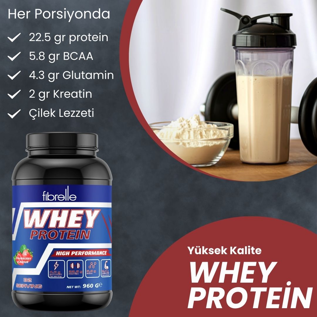 Fibrelle Whey Protein Çilek Aromalı 960 g