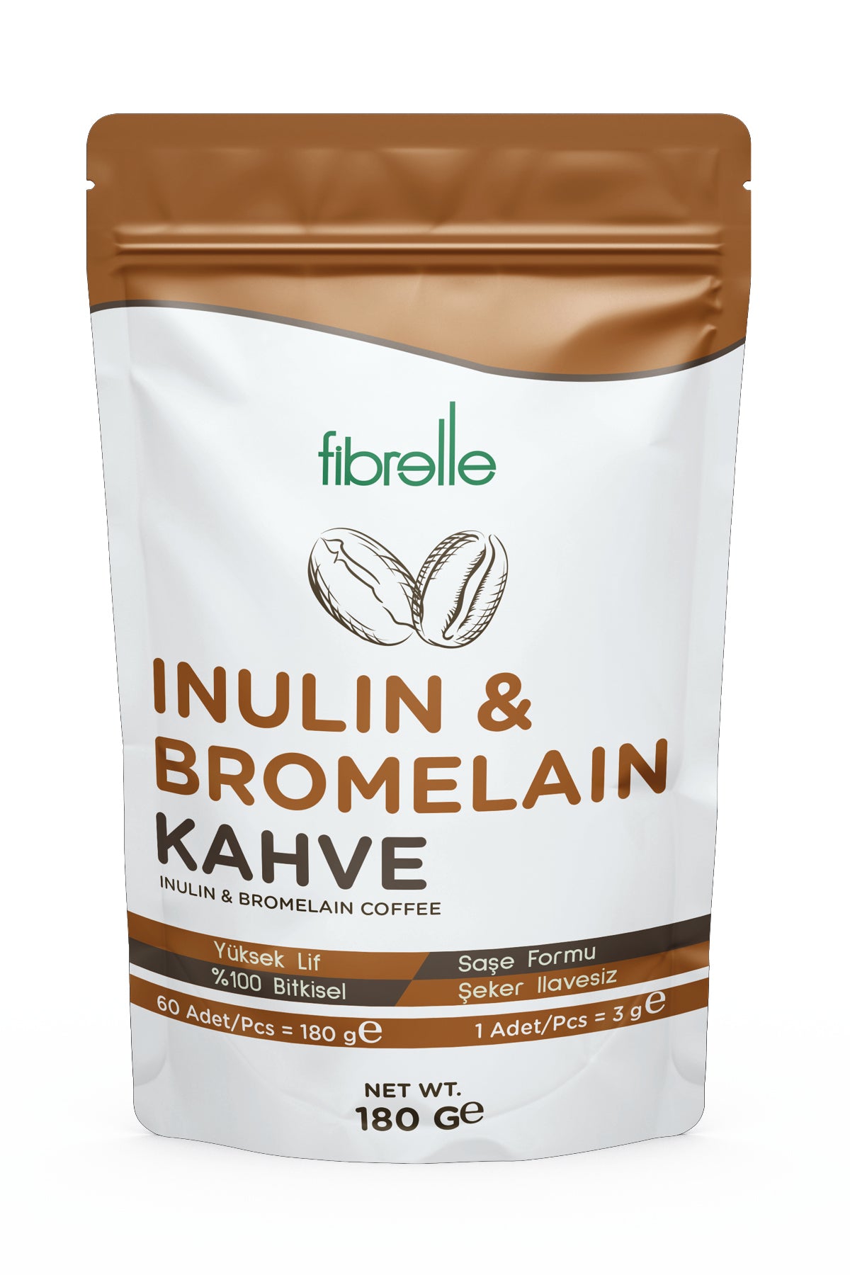 Fibrelle İnülin & Bromelain Detox Kahve 180 g. (60 Saşe x 3 g.)