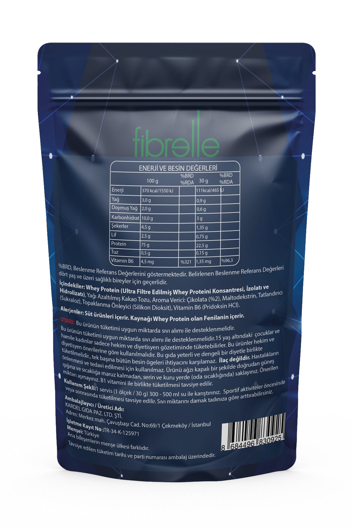 Fibrelle Whey Protein Çikolata Aromalı 750 g Protein Tozu – 25 Servis