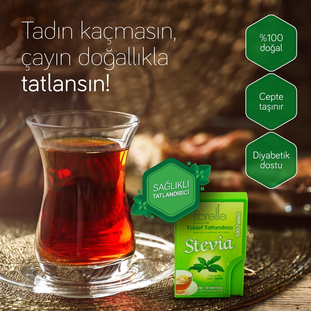 Fibrelle Cep Boy Stevialı Tablet Tatlandırıcı (100' lü)